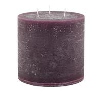 Chic Antique Macon - Bougie pilier rustique antique - 100 % paraffine - Longue durée de combustion - Avec 3 mèches - 15 x 15 cm - Prune