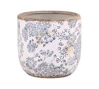 Chic Antique Melun Opale 65603-06 Pot de fleurs avec motif français Bleu crème Vase pichet étanche pour l'intérieur lasuré Différentes tailles et formes (pot 65603-06 H 14 x Ø14 cm)