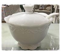 Chic Antique Pot à Sucre Provence Sugar Bowl avec cuillère Blanc Style Maison de Campagne Shabby