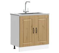 CHIC Armoire de placard pour cuisine - Meuble bas pour évier Kalmar chêne artisanal ,Bois ingénierie - Montage facile@SARA774604