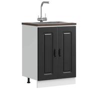 CHIC Armoire de placard pour cuisine - Meuble bas pour évier Kalmar noir 60x46x81,5 cm ,Bois ingénierie - Montage facile@SARA295883