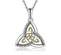 Chic Art Collier en argent sterling 925 avec pendentif en forme de nœud celtique de la Trinité irlandaise oxydé porte-bonheur Triskel Nœud celtique Bijoux fins Bijoux déesse de la lune pour femme