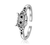 CHIC & ARTSY Bague hibou de nuit en argent sterling 925 - Bague de pouce en forme de chouette ouverte - Nœud celtique - Bague ouverte - Bague réglable pour femme