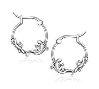 CHIC & ARTSY Boucles d'oreilles créoles araignée/gecko en argent sterling 925, Argent sterling, Pas de gemme