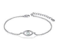 CHIC & ARTSY Bracelet opale en argent sterling 925 avec opale synthétique, papillon, stéthoscope, mauvais œil, croix, barre, bracelet infini réglable pour femme, bracelet d'amitié, bijoux de Noël, One