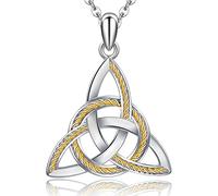 CHIC & ARTSY Collier en argent sterling 925 - Trinité irlandaise - Nœud celtique oxydé - Bijou fin - Déesse de la lune - Collier pour femme - Grand-mère, tante, sœur