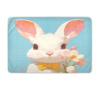 Chic Bunny with Flower - Alèses de matelas extra larges réutilisables pour tout-petits - Doux et absorbant - Housse de couche douce pour la peau - Pour enfants et adultes - 132,1 x 86,4 cm (L x l)