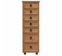 CHIC Cabinet Roulant avec Tiroirs CORONA Brun Miel 34 x 39 x 100 cm en Bois de pin massif avec roulettes &mhv92o