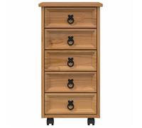 CHIC Cabinet Roulant avec Tiroirs CORONA Brun Miel 34 x 39 x 65 5 cm en Bois de pin massif avec roulettes &meq55b