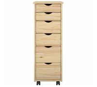 CHIC Cabinet Roulant Marron 34 x 39 x 93 5 cm en Bois de pin massif avec 6 tiroirs et roulettes &cej21r
