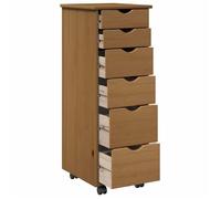 CHIC Cabinet Roulant Marron Miel 34 x 39 x 93 5 cm en Bois de pin massif avec 6 tiroirs et roulettes &nla50u