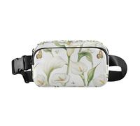 Chic Calla Lily Flower White_ Sac banane tendance pour homme et femme Sac banane imperméable avec sangle réglable pour entraînement, course à pied, randonnée