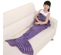 CHIC-CHIC Couverture Queue de sirène/Sac de couchage Tricot Crochet, Enfant 70 * 140cm Cadeau Noël (Violet)