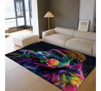Chic coloré Gorille Tapis Romantique drôle Singe Rose Floral Tapis Ultra Doux Lavable Mince à Poils Ras pour Chambre Bureau 140x200cm