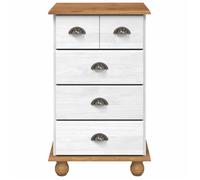 CHIC Commode 5-Tiroir ASKIM Blanc 48 5 x 40 x 79 cm en Bois de pin massif avec charge maximale 60 kg &agl49d