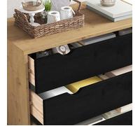 CHIC Commode OTTA Noir 76 5 x 39 5 x 90 cm en Bois de pin massif avec 4 tiroirs et charge maximale 15 kg &oye53c