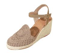 Chic Compensées Espadrilles Femme Plate-Forme Jute Femme Sandales compensées avec Dentelle et Sangle de Cheville Chaussures Mariée Mariage Espadrilles Mariage Bohemien Confort