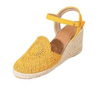 Chic Compensées Espadrilles Femme Plate-Forme Jute Femme Sandales compensées avec Dentelle et Sangle de Cheville Chaussures Mariée Mariage Espadrilles Mariage Bohemien Confort
