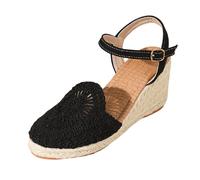 Chic Compensées Espadrilles Femme Plate-Forme Jute Femme Sandales compensées avec Dentelle et Sangle de Cheville Chaussures Mariée Mariage Espadrilles Mariage Bohemien Confort