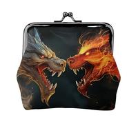 Chic Cool Two Fighting Roaring Dragon Porte-monnaie pour femme, petit porte-monnaie en cuir synthétique avec verrou de baiser, porte-monnaie vintage, porte-cartes, mini poche à monnaie pour voyage