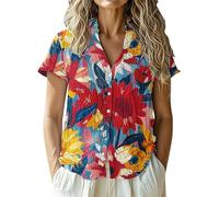 Chic Et éLéGant Chemise Lin Femme Blouse Cardigan DéContracté à Manches Courtes pour Femme Chic Et éLéGant Chemise Lin Blouse (Red)