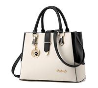 Chic et Vintage Sac à Main Femme à Grande Capacité pour Document Tablette Ipad Iphone et Parapluie Blanc