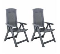 CHIC Fauteuils Pliants Inclinables de Jardin 2 pièces Anthracite 59x67x106 cm en plastique avec dossier inclinable 588001