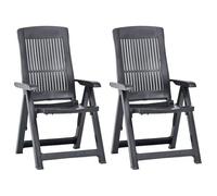 CHIC Fauteuils Pliants Inclinables de Jardin 2 pièces Anthracite 60x61x109 cm en plastique avec dossier inclinable 629809