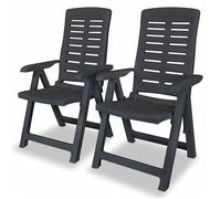 CHIC Fauteuils Pliants Inclinables Lot de 2 en Plastique 2 pcs Anthracite 60x61x108 cm pour Jardin et Terrasse 401579