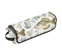 Chic Green Fish Hot Hair Tools Sac de voyage avec tapis amovible résistant à la chaleur Grande capacité Organiseur d'outils pour cheveux pour fer à friser, fer à lisser, sèche-cheveux plat, étui de