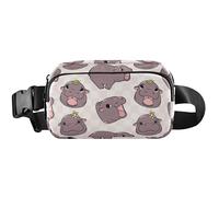 Chic Hippo Sac banane rose pour femme Pochette de ceinture imperméable tendance pour femme, hippopotame rose chic, 20,3 x 13,5 x 5,8 cm, drôle mignon, chic hippopotame rose, 20,3 x 13,5 x 5,8 cm