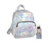 Chic Holographic Backpack Hologram School Shoulder Bag Satchel for Girls (Grey)