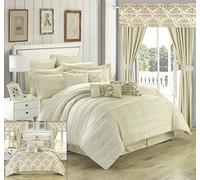 Chic Home Bed in a Bag Sheet Set and Window Treatment, Microfiber, Beige, Queen