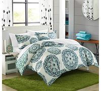 Chic Home Ibiza Parure de lit réversible en Microfibre avec Envers imprimé géométrique - Couette et taies d'oreiller - Lit Double/Grand lit (3 pièces) - Vert