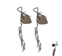 Chic Lip Gloss Holder with Mirror, Lipstick Holder Stainless, 2 in 1 Lipstick Holders for Purse, Chapstick Holders Keychain, Fashion Bags Accessories (Heart*2pcs)