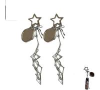 Chic Lip Gloss Holder with Mirror, Lipstick Holder Stainless, 2 in 1 Lipstick Holders for Purse, Chapstick Holders Keychain, Fashion Bags Accessories (Stars*2pcs)