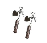 Chic Lip Gloss Holder with Mirror, Lipstick Holder Stainless, Small Bling Crystal Lipsticks Storage Bag Key Chain for Purse, Keychain Lipgloss (Hearts(2pcs))