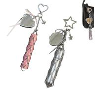 Chic Lip Gloss Holder with Mirror, Lipstick Holder Stainless, Small Bling Crystal Lipsticks Storage Bag Key Chain, Keychain Lipgloss (Mix*2)