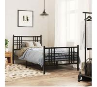 CHIC Lit adulte,1 place - 100x190 cm Structure/Cadre de lit métal et pied de lit noir 100x190cm #Sara36702