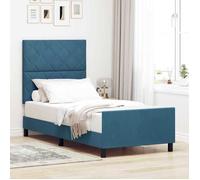 CHIC Lit adulte,1 place - 100x200 cm Structure/Cadre de lit et tête de lit Bleu foncé 100 x 200 cm Velours #Sara87140