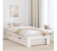 CHIC Lit adulte,1 place - 80x200 cm Structure/Cadre de lit avec tiroir Blanc 80 x 200 cm ,Bois massif en pin #Sara85347