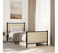 CHIC Lit adulte,1 place - 80x200 cm Structure/Cadre de lit en métal chêne sonoma 80x200 cm #Sara21127