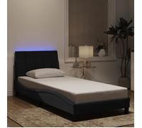 CHIC Lit adulte,1 place - 90x190 cm Structure/Cadre de lit et LED noir 90x190 cm velours #Sara83620