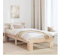 CHIC Lit adulte,1 place - 90x190 cm Structure/Cadre de lit Marron 90 x 190 cm ,Bois de pin massif #Sara32897