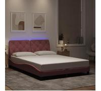 CHIC Lit adulte,2 places - 120x200 cm Structure/Cadre de lit et lumières LED rose 120x200 cm velours #Sara63706