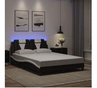 CHIC Lit adulte,2 places - 140x190 cm Structure/Cadre de lit et LED noir et blanc 140x190 cm #Sara96073