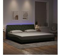 CHIC Lit adulte,2 places - 200x200 cm Structure/Cadre de lit et lumières LED gris clair 200x200 cm velours #Sara81322