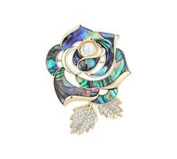 Chic Luxury Natural Natural Pérothe de la Mère de Rose Queen - Broche rose vintage unique avec une coquille d'ormeau élégante pour un style sophistiqué, un manteau, une robe ou un foulard