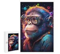 Chic Monkey with Glasses Puzzle 1000 Pièces Educa Jouet en Bois Cadeau Unique Décoration Intérieure Jeu Éducatif Challenge Toy Adultes Et Enfants À Partir De 14 Ans 1000 PCS