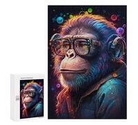 Chic Monkey with Glasses Puzzle 1000 Pièces Educa Jouet en Bois Cadeau Unique Décoration Intérieure Jeu Éducatif Challenge Toy Adultes Et Enfants À Partir De 14 Ans 300 PCS